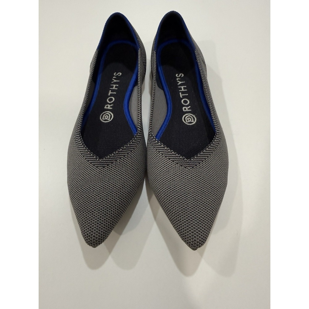 Rothy's The Point Cloud Grey Birdseye Flats 8.5 Fits Small - Picture 2 of 11